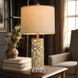 Set of 2 Vintage 22'' Table Lamps with USB Ports for Living Room & Bedroom