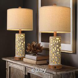 Set of 2 Vintage 22'' Table Lamps with USB Ports for Living Room & Bedroom Set of 2 Vintage 22'' Table Lamps with USB Ports for Living Room & Bedroom