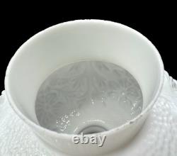 Set of 2 Vintage Fenton Milk Glass Electric Lamp Globe Shade White Poppy Flower