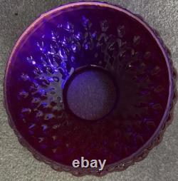Set of 2 Vintage Ruby Red Hurricane Lamp Shades Diamond Quilt CADMIUM UV GLOW