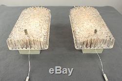 Set of 2 Vintage Wall Sconce or Mirror Lamps with Glass Shades by Hoffmeister