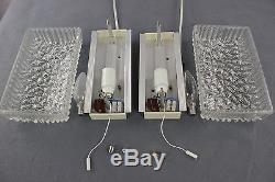 Set of 2 Vintage Wall Sconce or Mirror Lamps with Glass Shades by Hoffmeister