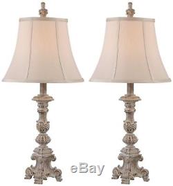Set of 2 candlestick lamps Vintage Bedroom Bedside Table Light Shades 27 high