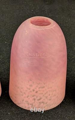 Set of 3 Antique Schneider Art Glass Shades Or Pendant Lights