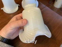 Set of 3 Vintage Opalescent Swirl Ruffled Lamp Shades