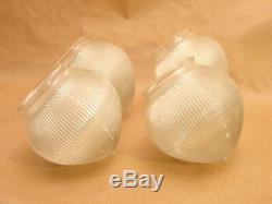 Set of 4 Antique Holophane Glass Acorn Lamp Shades, Industrial Dental Light, Vtg