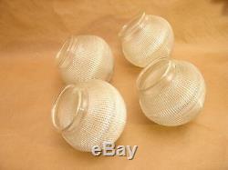 Set of 4 Antique Holophane Glass Acorn Lamp Shades, Industrial Dental Light, Vtg