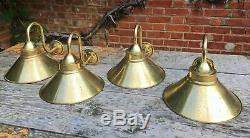 Set of 4 Gold Brass Flying Saucer Shade Vintage Wall Lights Lamps Sconces Retro