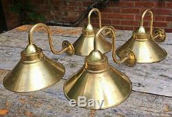 Set of 4 Gold Brass Flying Saucer Shade Vintage Wall Lights Lamps Sconces Retro