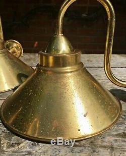 Set of 4 Gold Brass Flying Saucer Shade Vintage Wall Lights Lamps Sconces Retro