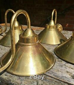 Set of 4 Gold Brass Flying Saucer Shade Vintage Wall Lights Lamps Sconces Retro