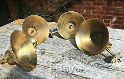 Set of 4 Gold Brass Flying Saucer Shade Vintage Wall Lights Lamps Sconces Retro