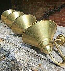 Set of 4 Gold Brass Flying Saucer Shade Vintage Wall Lights Lamps Sconces Retro