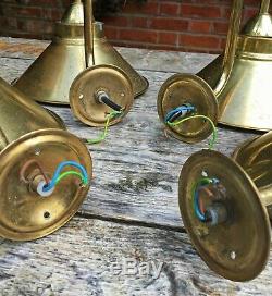 Set of 4 Gold Brass Flying Saucer Shade Vintage Wall Lights Lamps Sconces Retro