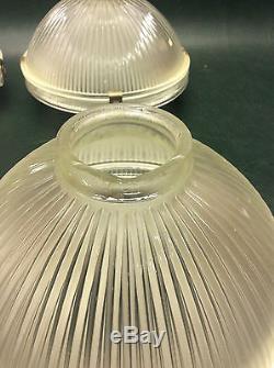 Set of 4 Vintage Industrial Pendants HOLOPHANE Lamps Light Shades No 2110