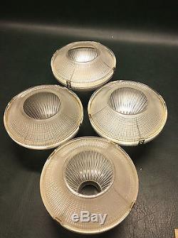 Set of 4 Vintage Industrial Pendants HOLOPHANE Lamps Light Shades No 2110