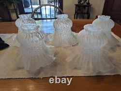 Set of 5 VINTAGE FROSTED GLASS SHADE RUFFLED