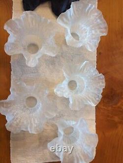 Set of 5 VINTAGE FROSTED GLASS SHADE RUFFLED