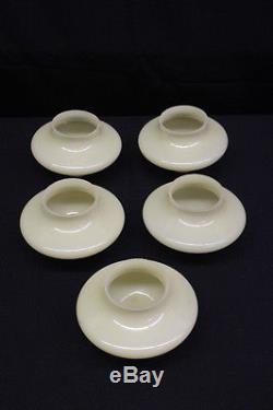 Set of 5 Vintage Uranium Vaseline UV CUSTARD Glass Lamp Fixture Mushroom Shades