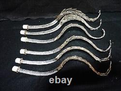 Set of 6 Hand Blown Murano Italy Clear Glass Leaf Chandelier Part