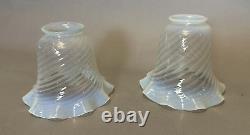 Set of 6 Vintage Antique Opalescent Swirled Art Glass Lamp Shades