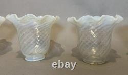 Set of 6 Vintage Antique Opalescent Swirled Art Glass Lamp Shades