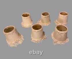 Set of 6 Vintage Fabric Decorated Candle Bulb Lamp Light Shades