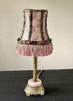 Shabby Chic Fringe Lamp Shade & Art Deco Boudoir Base HAND SEWN Antique Vintage