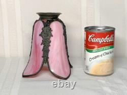 Slag Glass, Bent Panel Tulip Shade, Handel Era, Channel Brass Wrapped, Htf Color