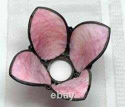 Slag Glass, Bent Panel Tulip Shade, Handel Era, Channel Brass Wrapped, Htf Color