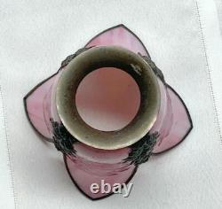 Slag Glass, Bent Panel Tulip Shade, Handel Era, Channel Brass Wrapped, Htf Color