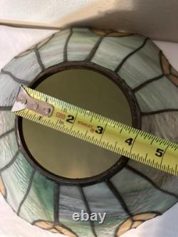 Slag Glass Panels Soldered Stained Glass Style Lamp Shade 14 Vtg