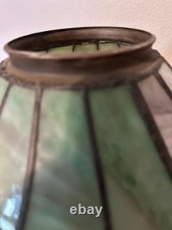 Slag Glass Panels Soldered Stained Glass Style Lamp Shade 14 Vtg