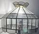Stained Glass Etched Crystal Floral Glass Convertible Hanging Or Lamp Shade Vtg