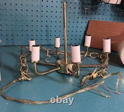 Stained Glass Etched Crystal Floral Glass Convertible Hanging Or Lamp Shade VTG