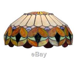 Stained Glass Tiffany Style Large Glass Lamp Shade Floral Ornate Vintage Style