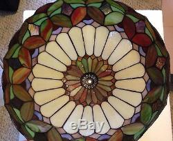 Stained Glass Tiffany Style Large Glass Lamp Shade Floral Ornate Vintage Style