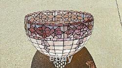 Stained glass large Vintage floral flower purple art glass shade