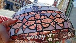 Stained glass large Vintage floral flower purple art glass shade