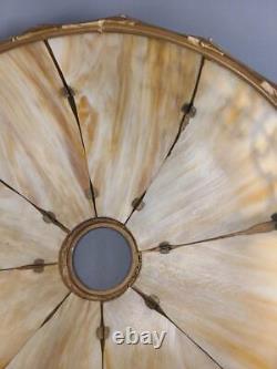 Stunning Antique 1920s 8 Panel Caramel Slag Glass Lamp Shade 18.5'