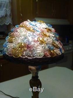 Stunning Antique Vintage Czech French Glass Pearl Flower no Fruit Lamp Shade Lg
