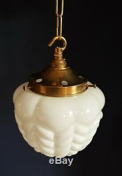 Stunning Opaline Glass 30s Rippled Lamp Shade & Gallery Original Vintage