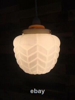 Stunning Opaline Glass 60s 70's Rippled Lamp Shade & Gallery MID Century Vintage