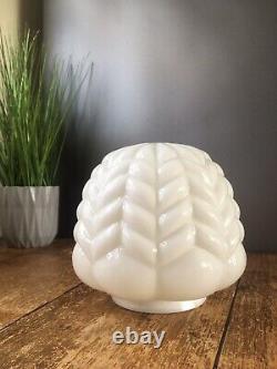 Stunning Opaline Glass 60s 70's Rippled Lamp Shade & Gallery MID Century Vintage