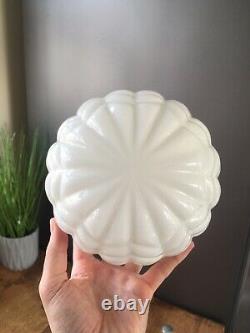 Stunning Opaline Glass 60s 70's Rippled Lamp Shade & Gallery MID Century Vintage