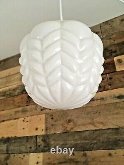 Stunning Opaline Glass 60s 70's Rippled Lamp Shade & Gallery MID Century Vintage