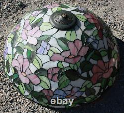 Stunning Vintage Large 20 Stained Slag Glass Tiffany Style Floral Lamp Shade