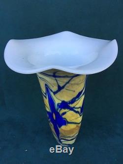 Stunning Vintage Torchiere Iridescent Lamp Shade with Floral Design Signed