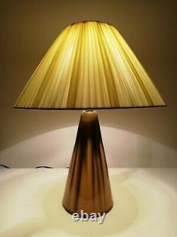 Stunning vintage 60s 70s drip glaze ceramic lamp base + plastic ribbon shade