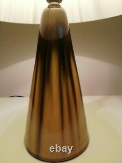 Stunning vintage 60s 70s drip glaze ceramic lamp base + plastic ribbon shade
